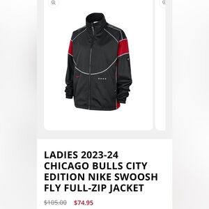 NWT NBA Chicago Bulls City Edition Women’s Jacket Large